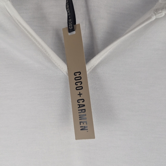#2 Coco + Carmen Size L/XL White V-Neck Blouse NWT - Picture 7 of 11